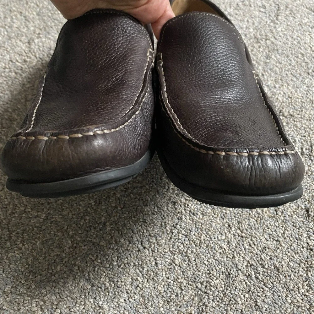 Ecco Driving Loafers Moccasins Men Sz 12  EU 46 Brown Pebbled Leather Comfort